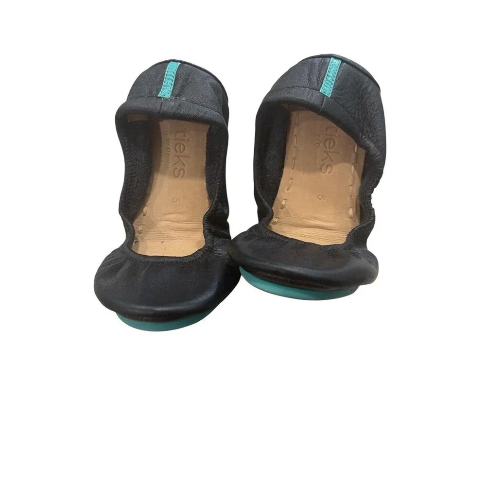 Tieks By Gavrieli Womens Ballet Flat Leather Shoes Slip On Black Size US 5